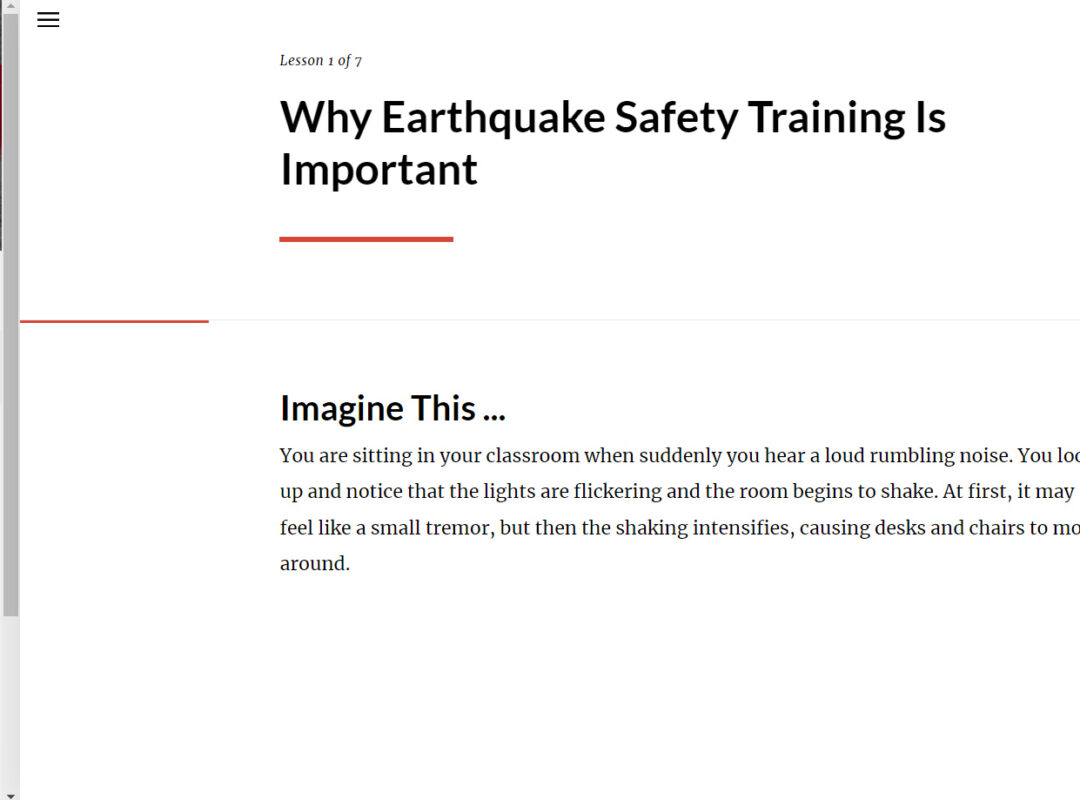 Training – Earthquake Prevention Safety