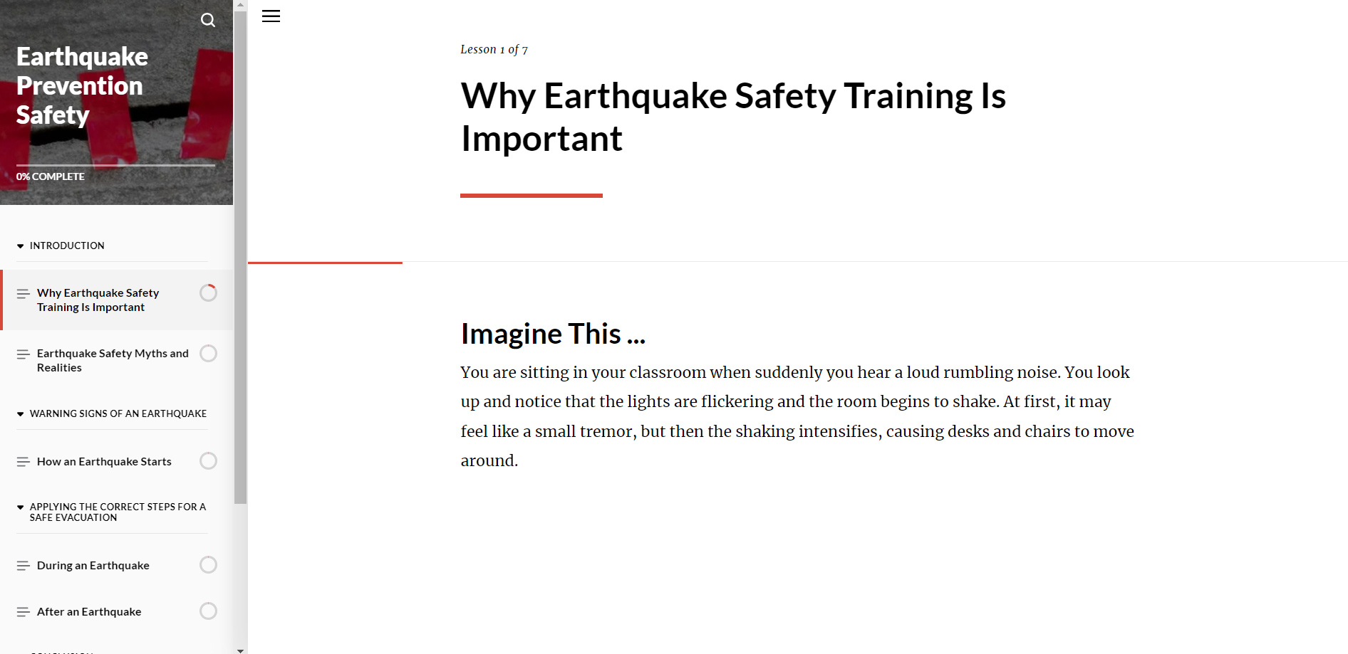 Training - Earthquake Prevention Safety